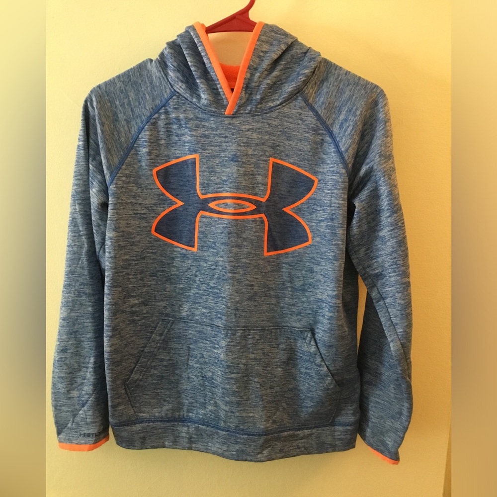 Under Armour Heather Blue Hoodie with Orange Accent